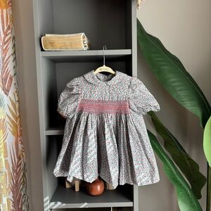 handmade cotton smocked peter pan collar dress